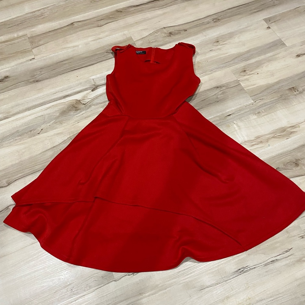 Zeagoo Red Fit Flare Dress Women’s Small Sleeveless Skater Midi Stretch Party